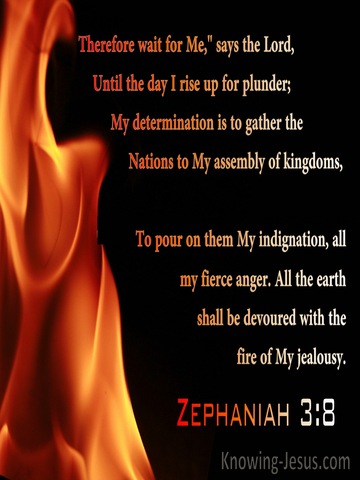 Zephaniah 3:8 The Earth Shall Be Devoured With The Fire Of My Jealousy (black)